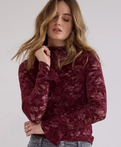 Dames longsleeve bordeaux