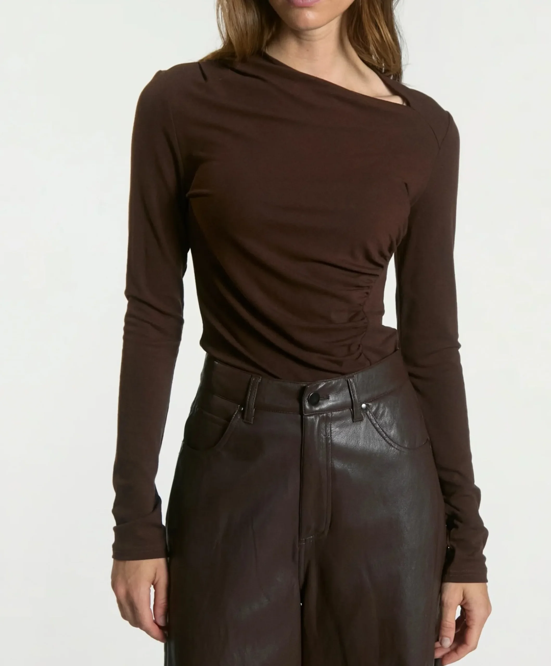 Dames longsleeve bruin