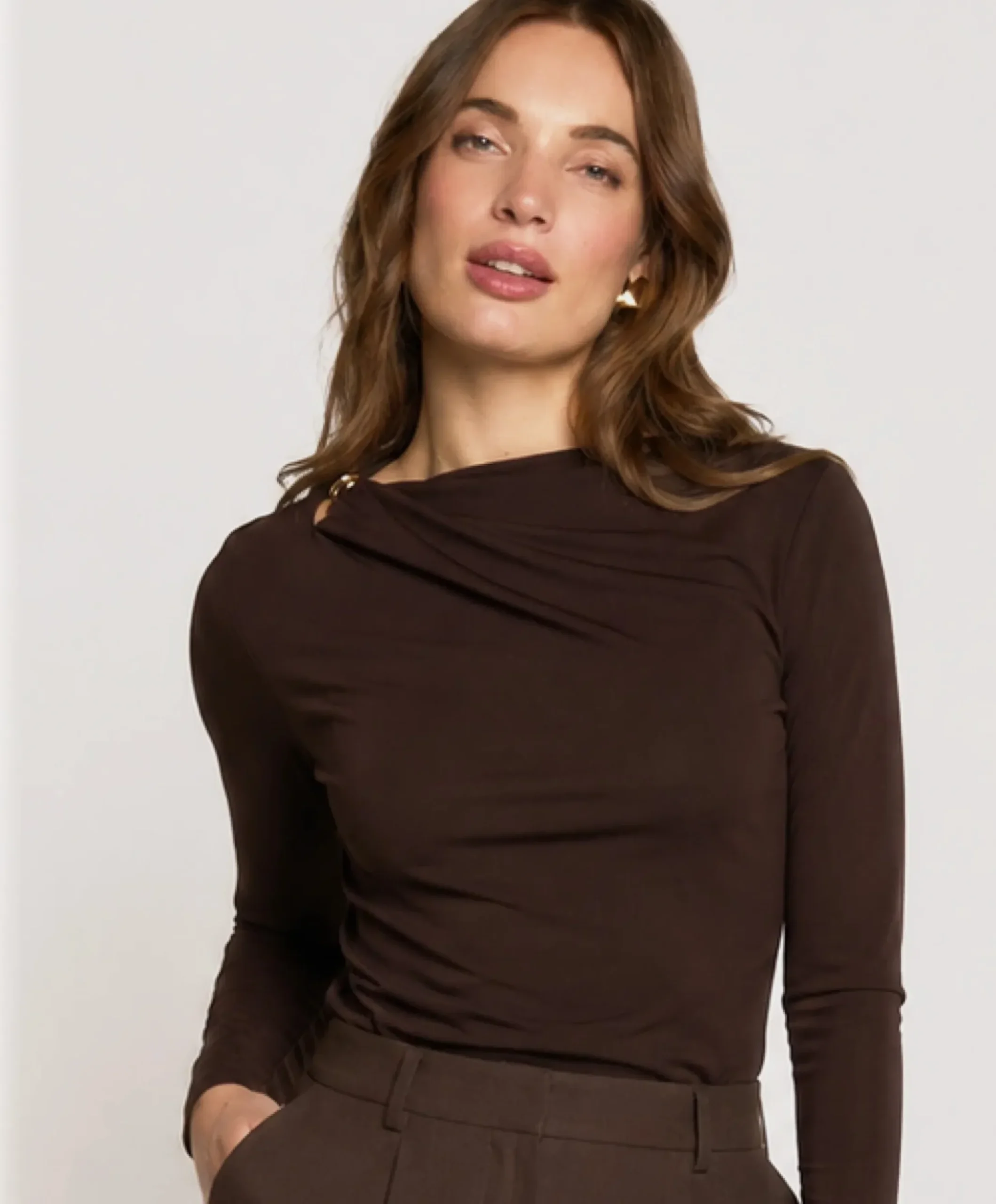 Dames longsleeve bruin