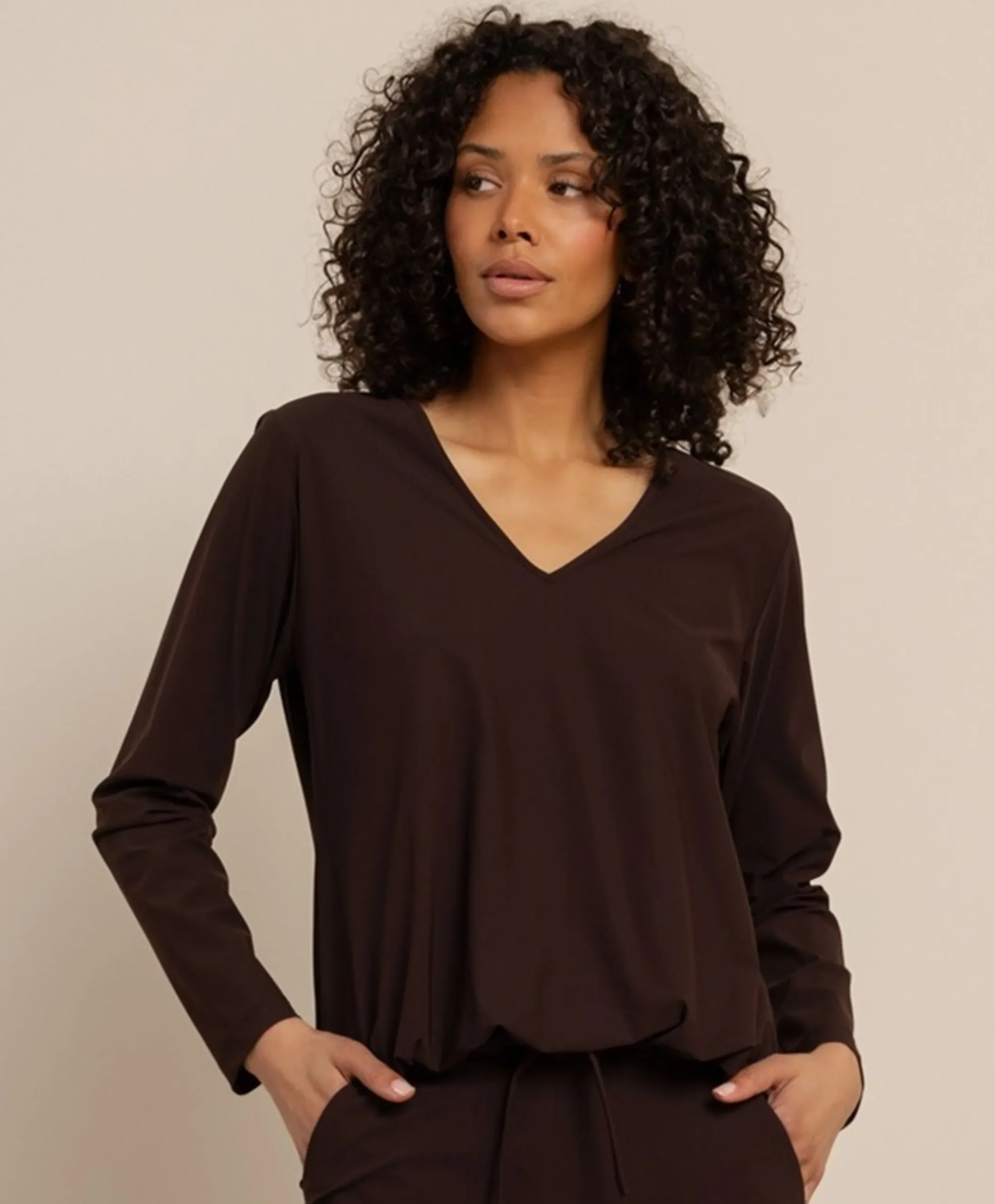 Dames longsleeve bruin