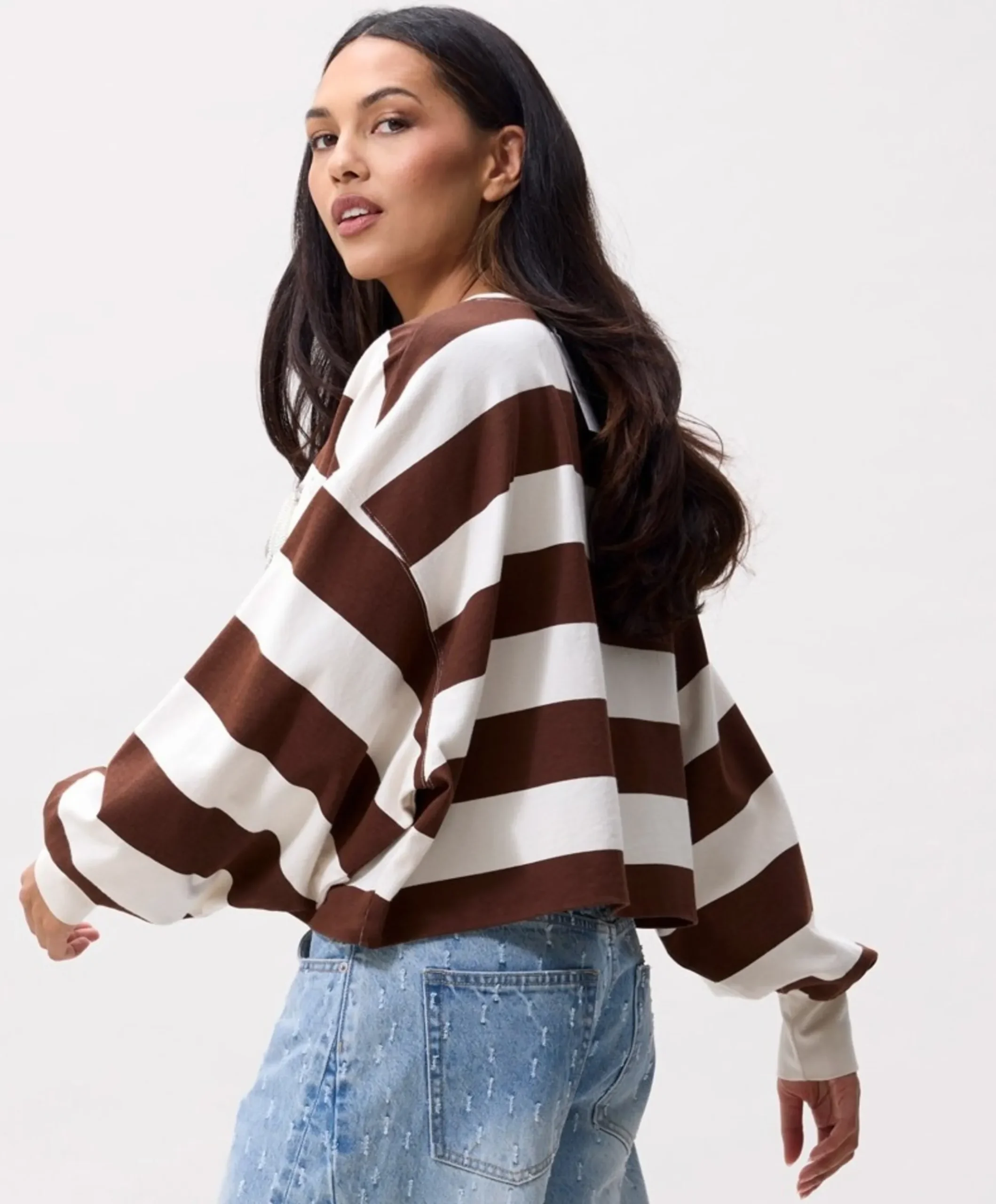Dames longsleeve bruin