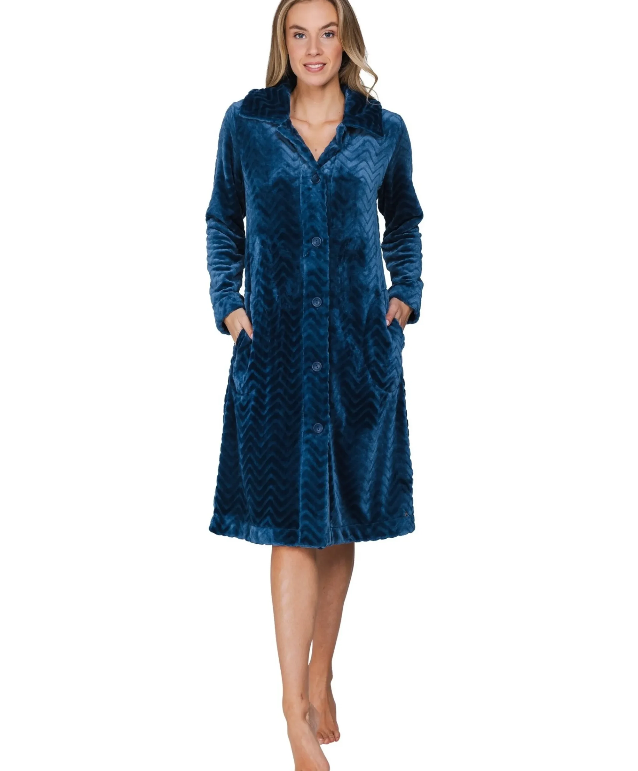 Dames ochtendjas blauw
