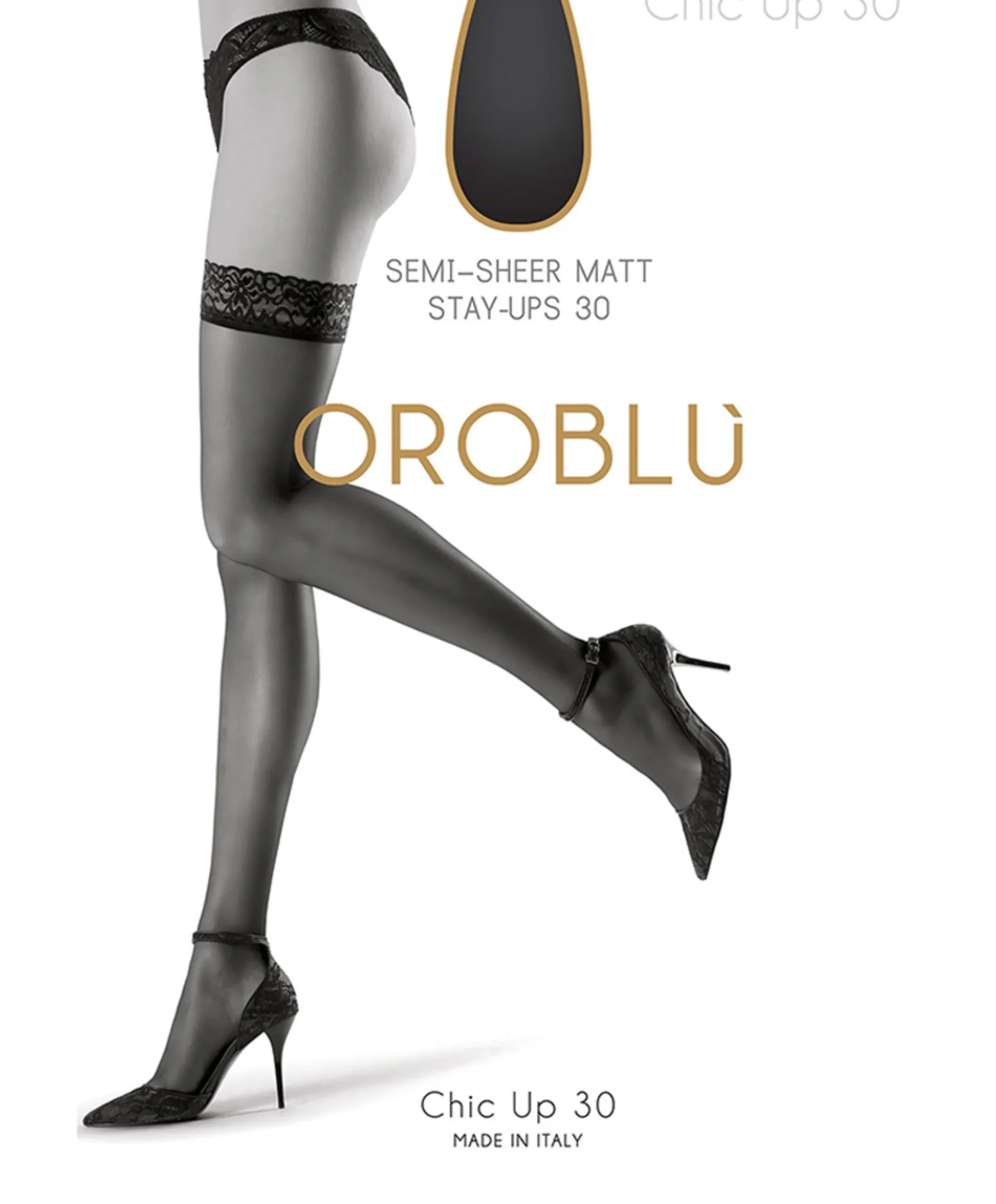 Dames panty Bas Chic Up 30 denier zwart