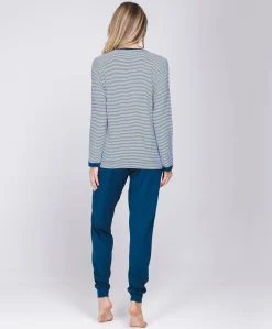 Dames pyjamaset blauw