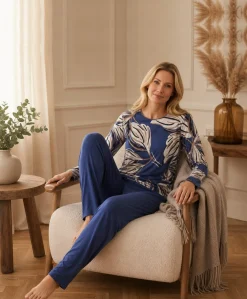 Dames pyjamaset blauw