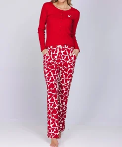 Dames pyjamaset rood