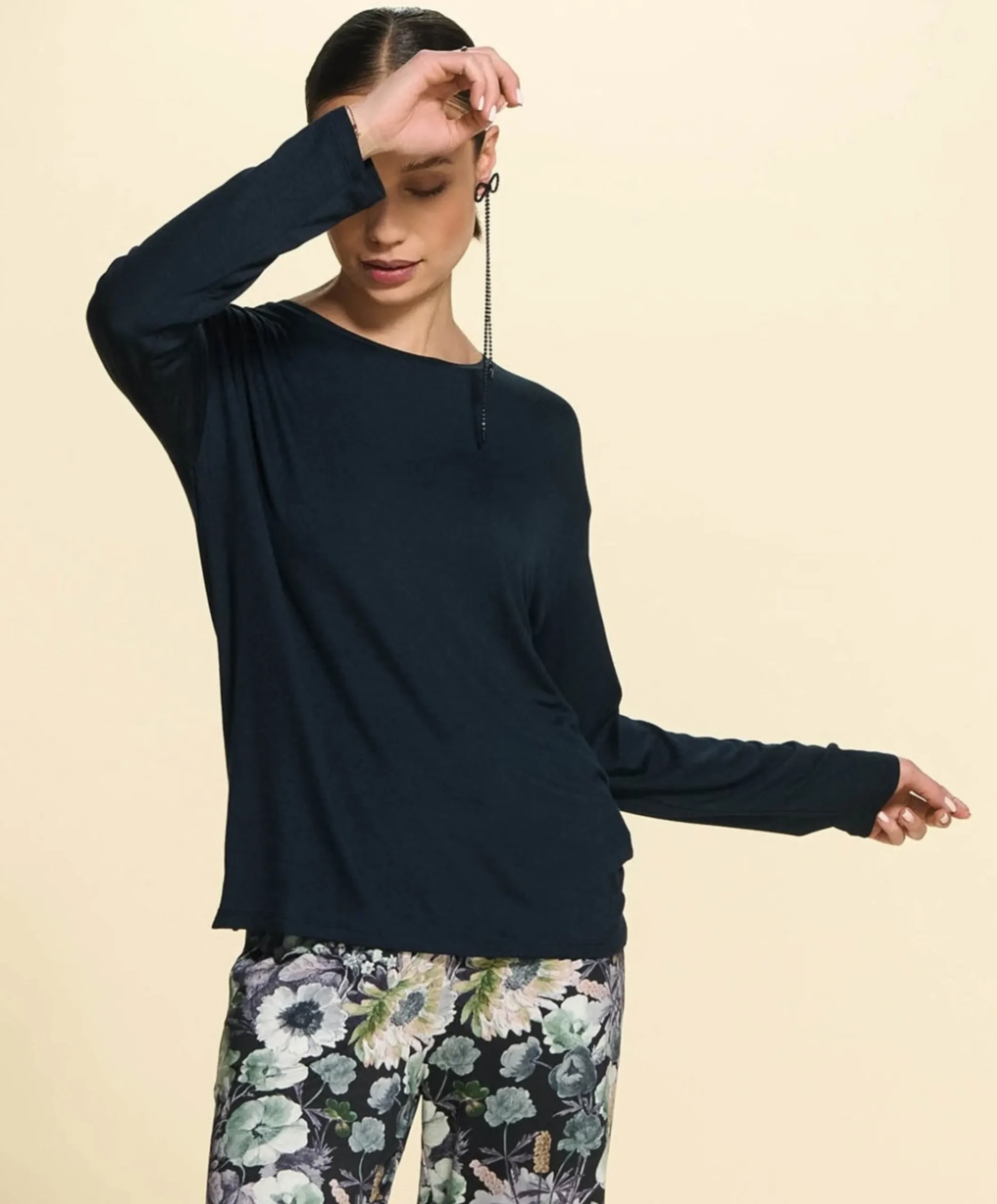 Dames pyjamatop blauw