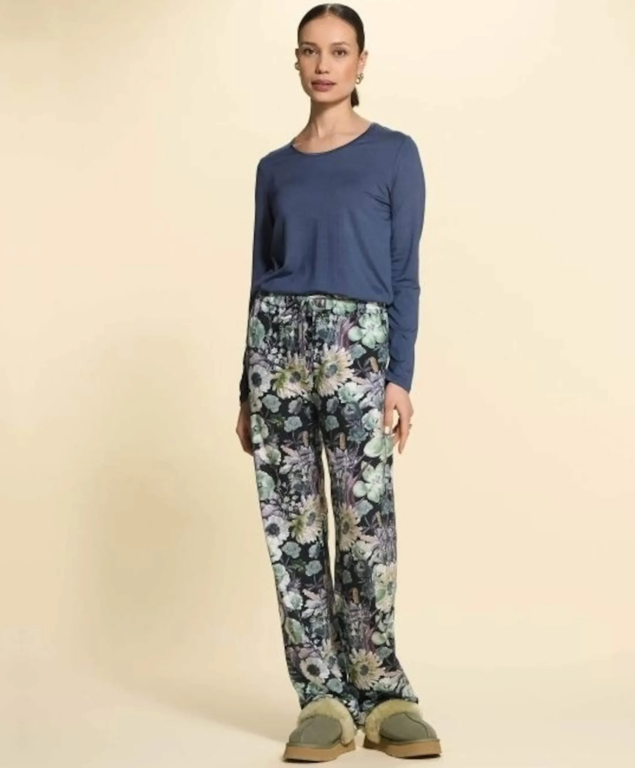 Dames pyjamatop blauw
