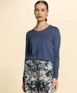 Dames pyjamatop blauw