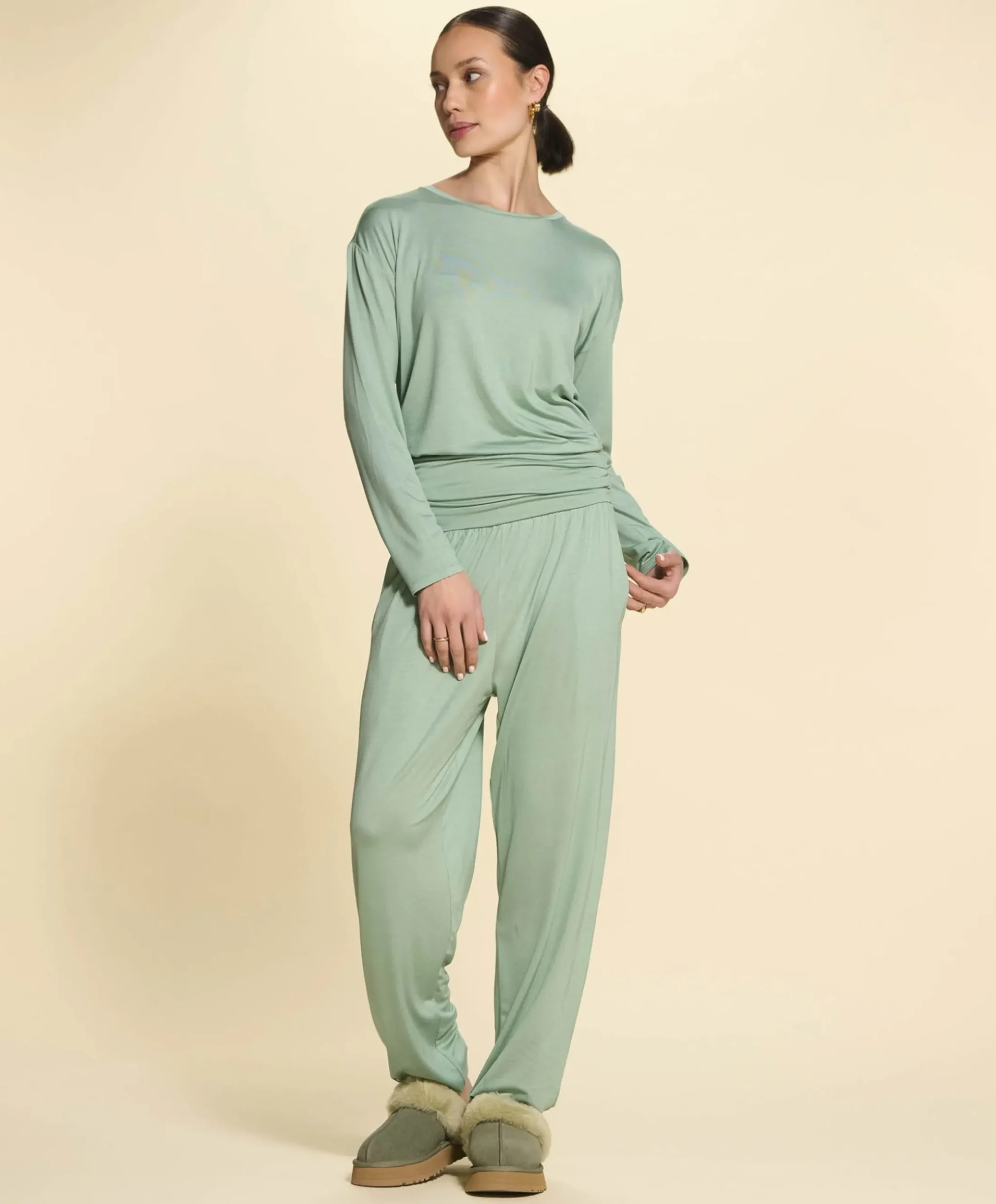 Dames pyjamatop groen