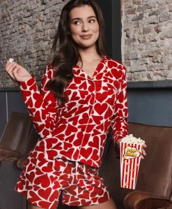 Dames shortama rood
