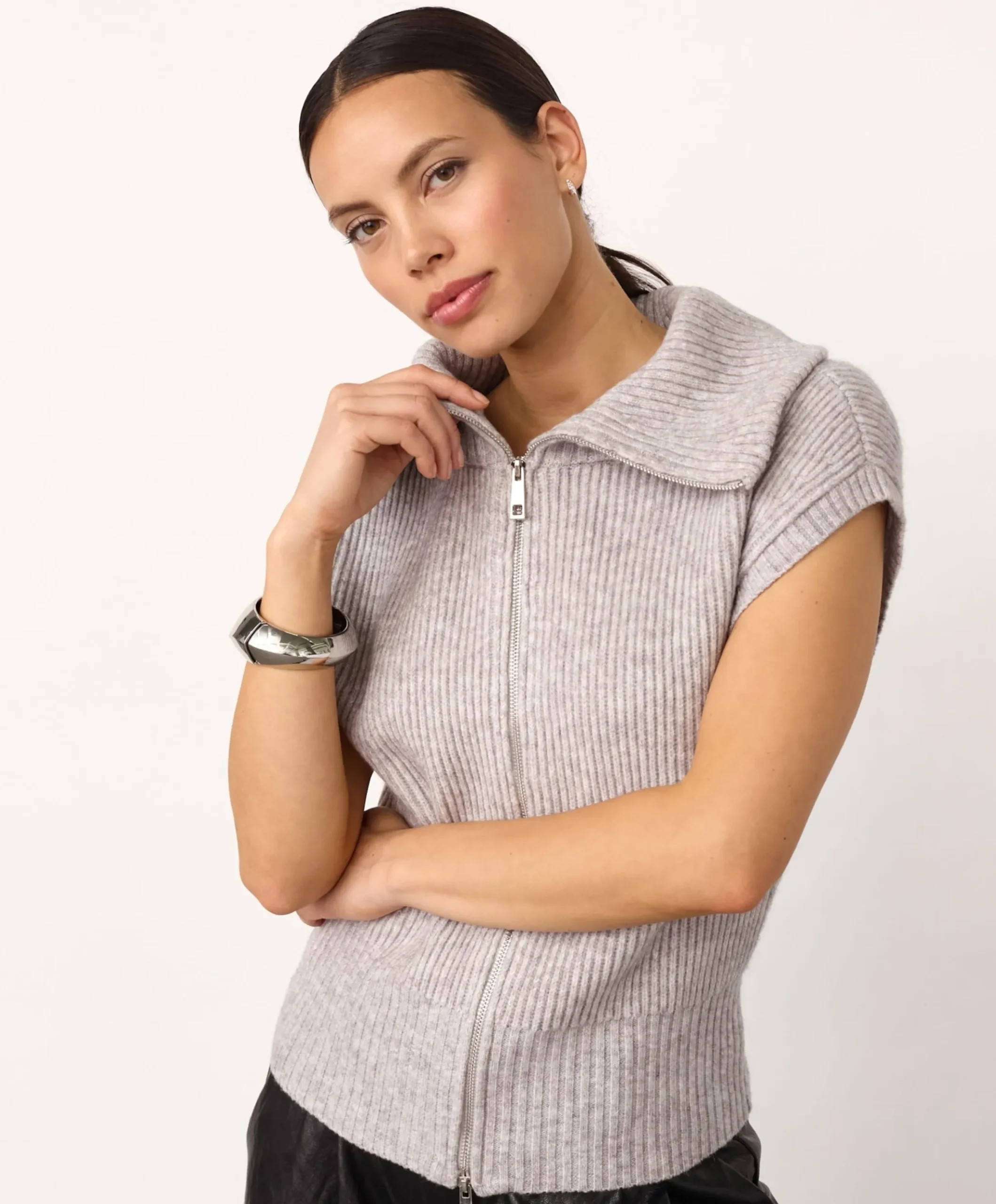 Dames vest grijs