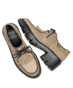 dames veterschoenen beige
