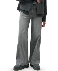 Denim barrel jeans met siernaa dames jeans grijs