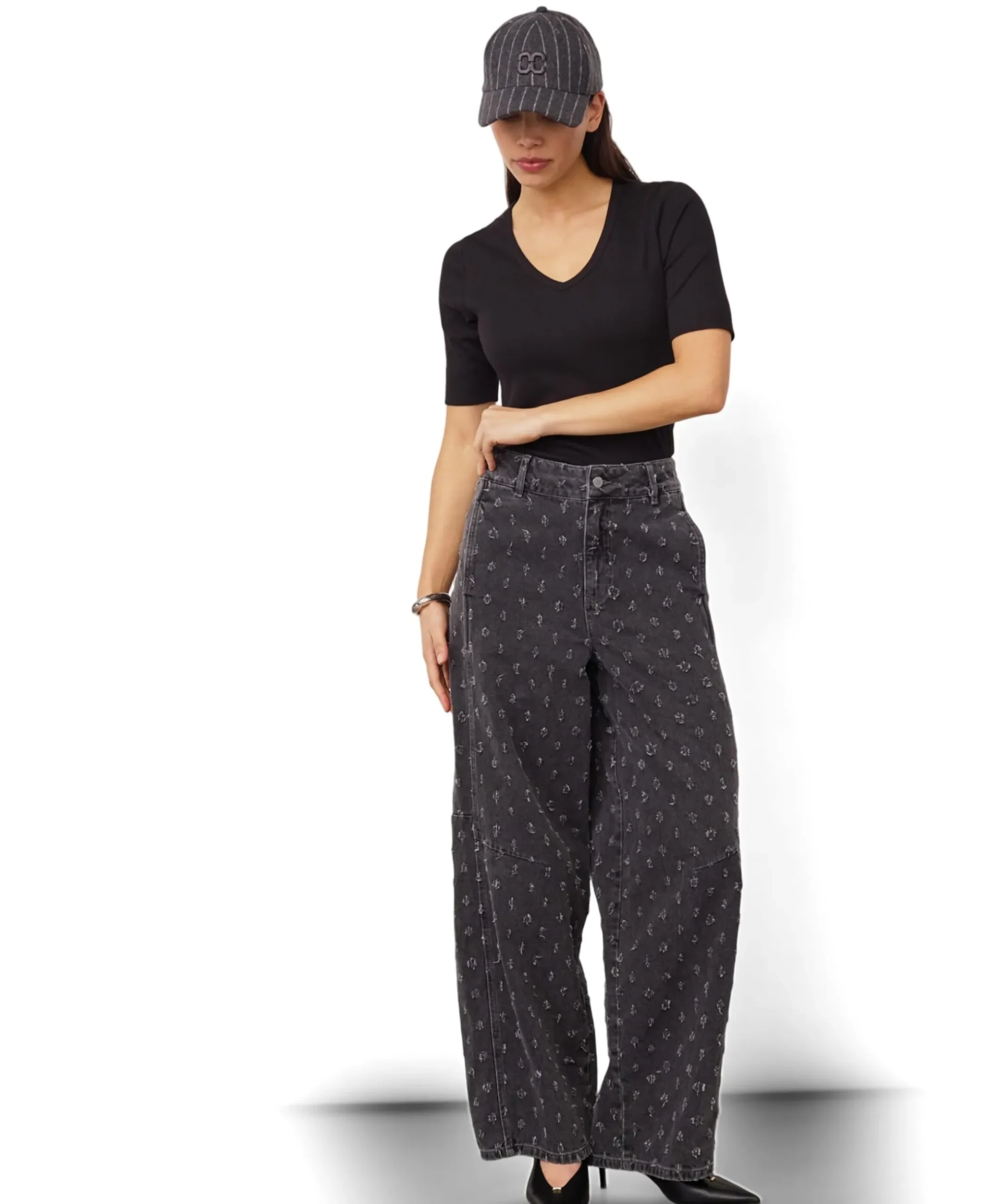 DerriCC Dot dames jeans grijs