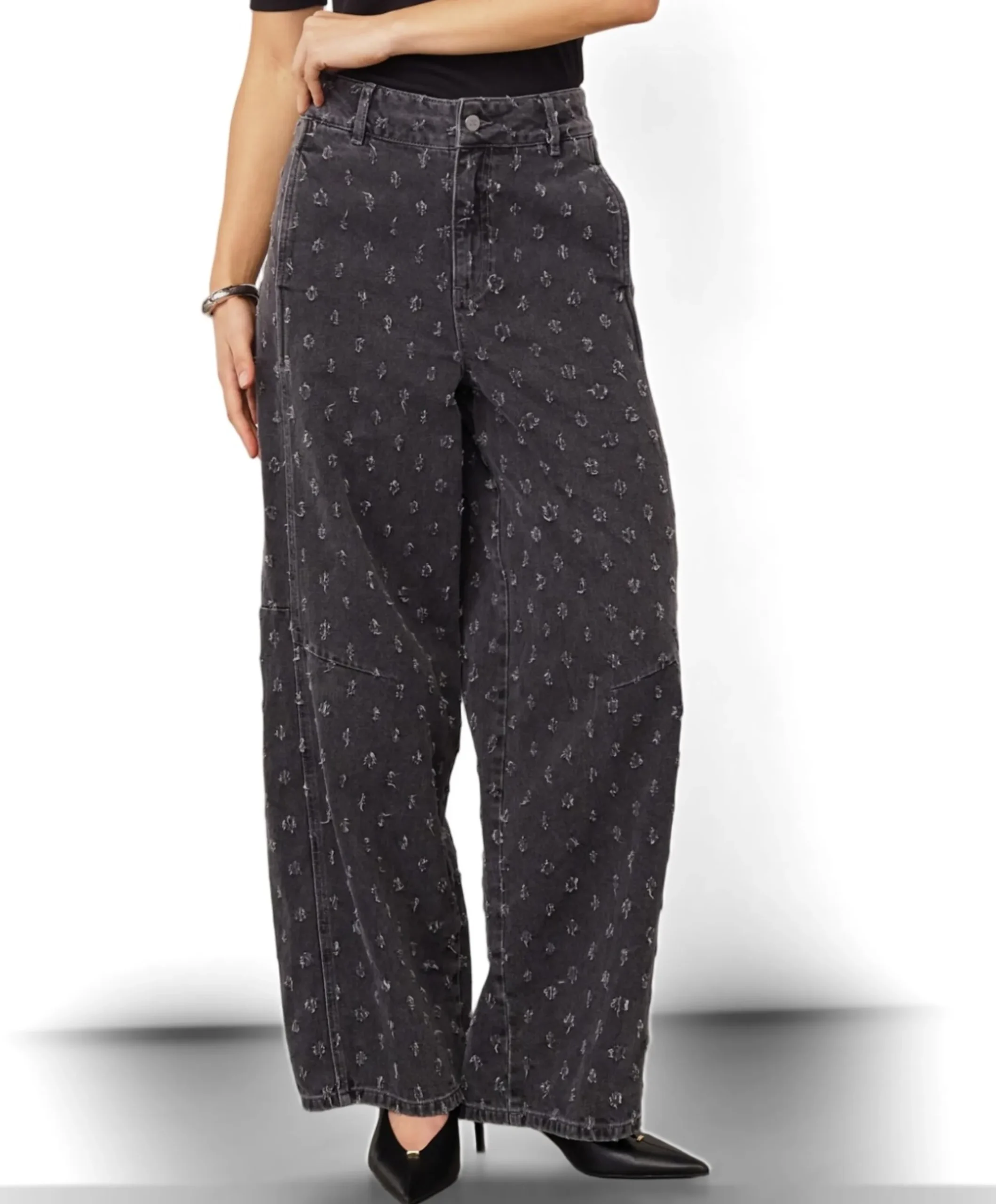 DerriCC Dot dames jeans grijs