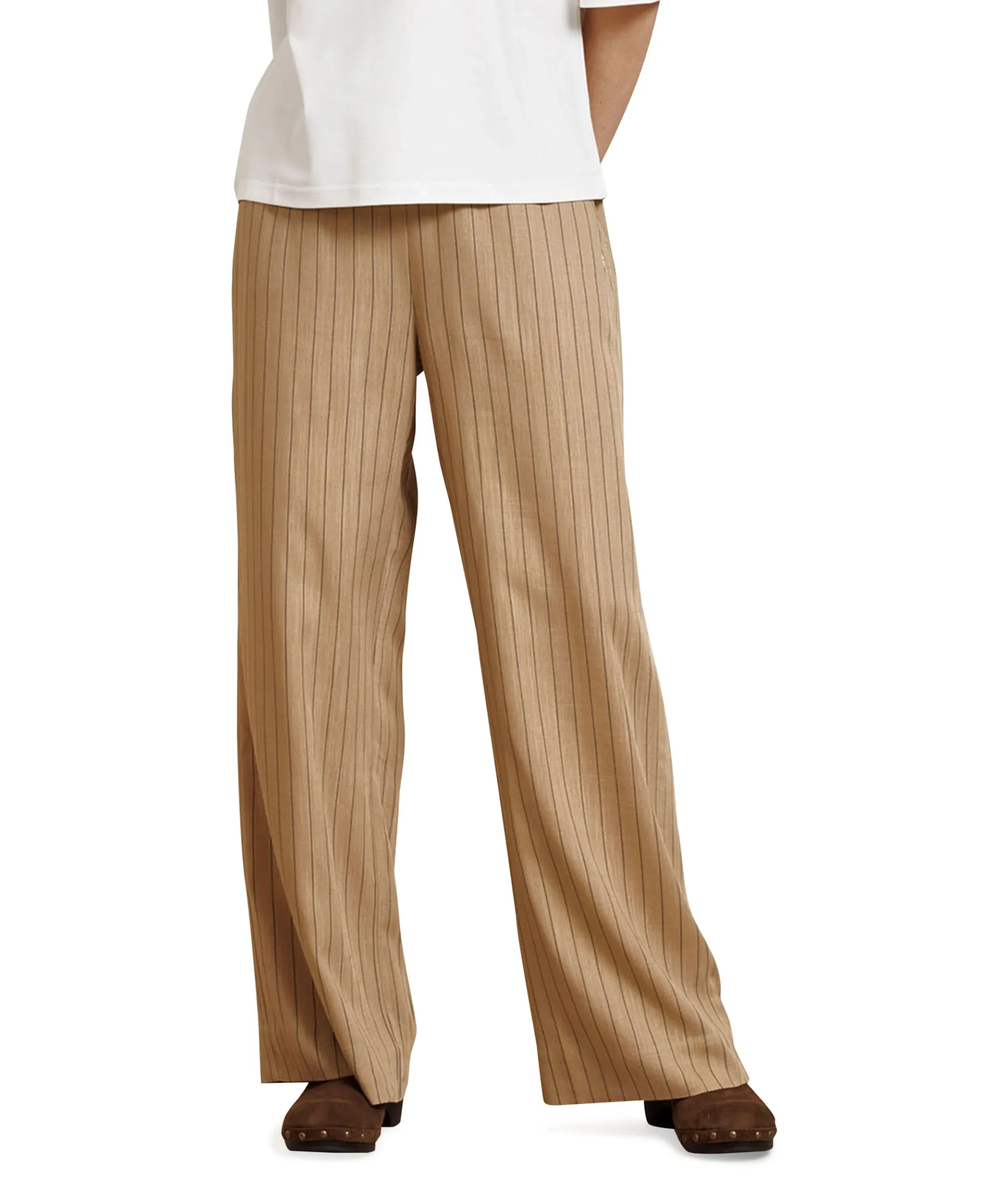 Devine stripe dames broek beige