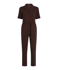 Doris Woven Crepe dames jumpsuit bruin