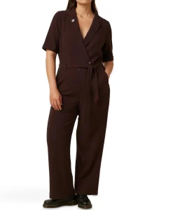 Doris Woven Crepe dames jumpsuit bruin
