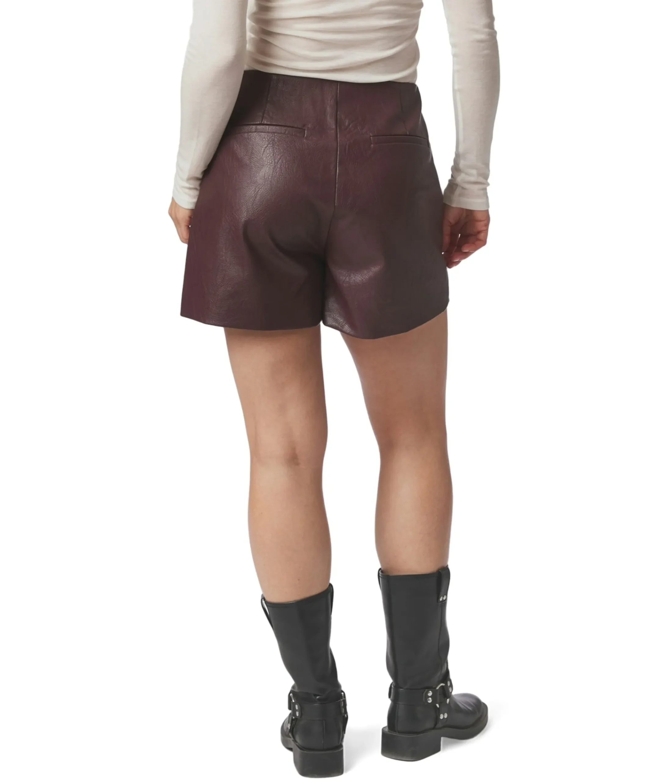 Elayne Faux Leather dames broekrok bordeaux