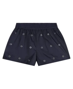 EYELET dames korte broek blauw