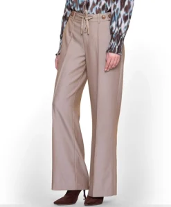 Fancy waistband dames broek beige