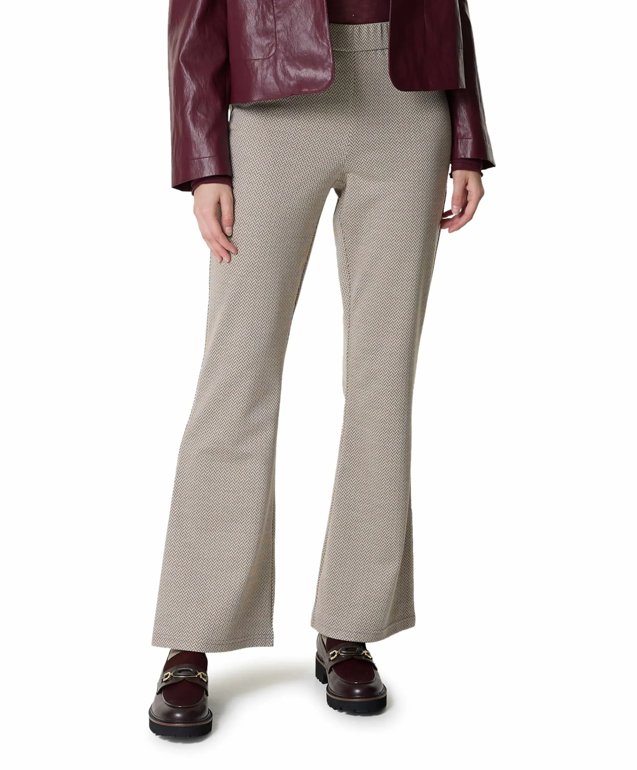 Flaired dames broek beige