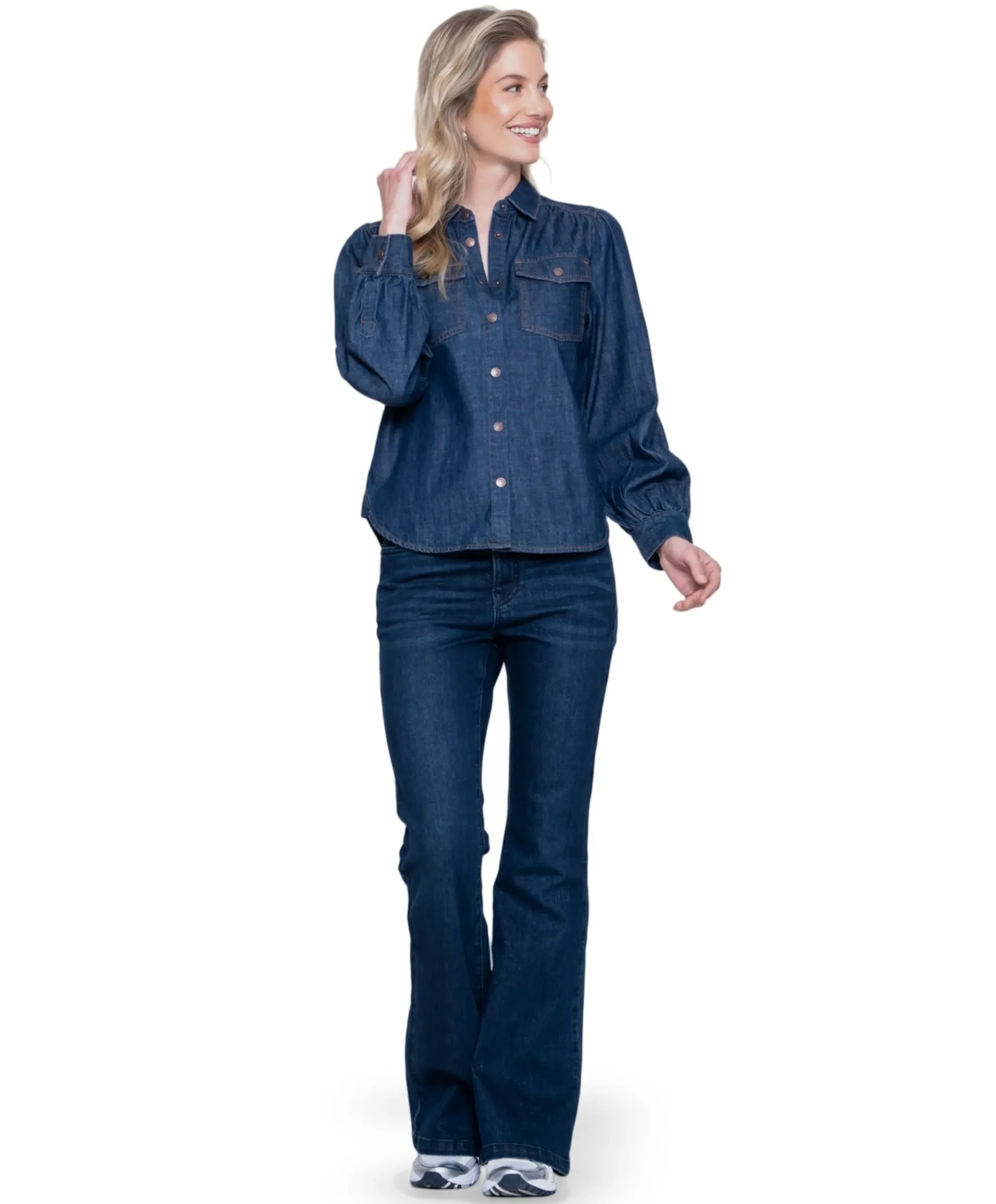 Flair lurex dames jeans blauw