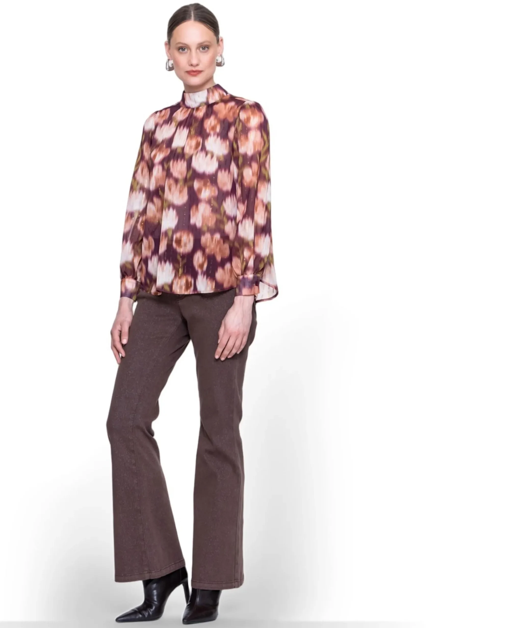Flair lurex dames jeans bruin