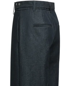 Geweven met wijde pijpen dames broek zwart