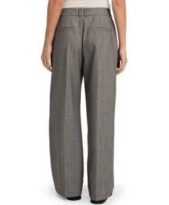 Geweven, wijde broek met ruit dames zwart