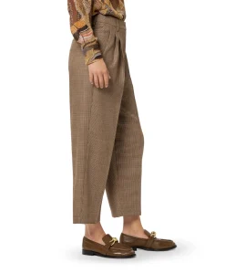Glencheck-Tapered-Pants dames broek beige