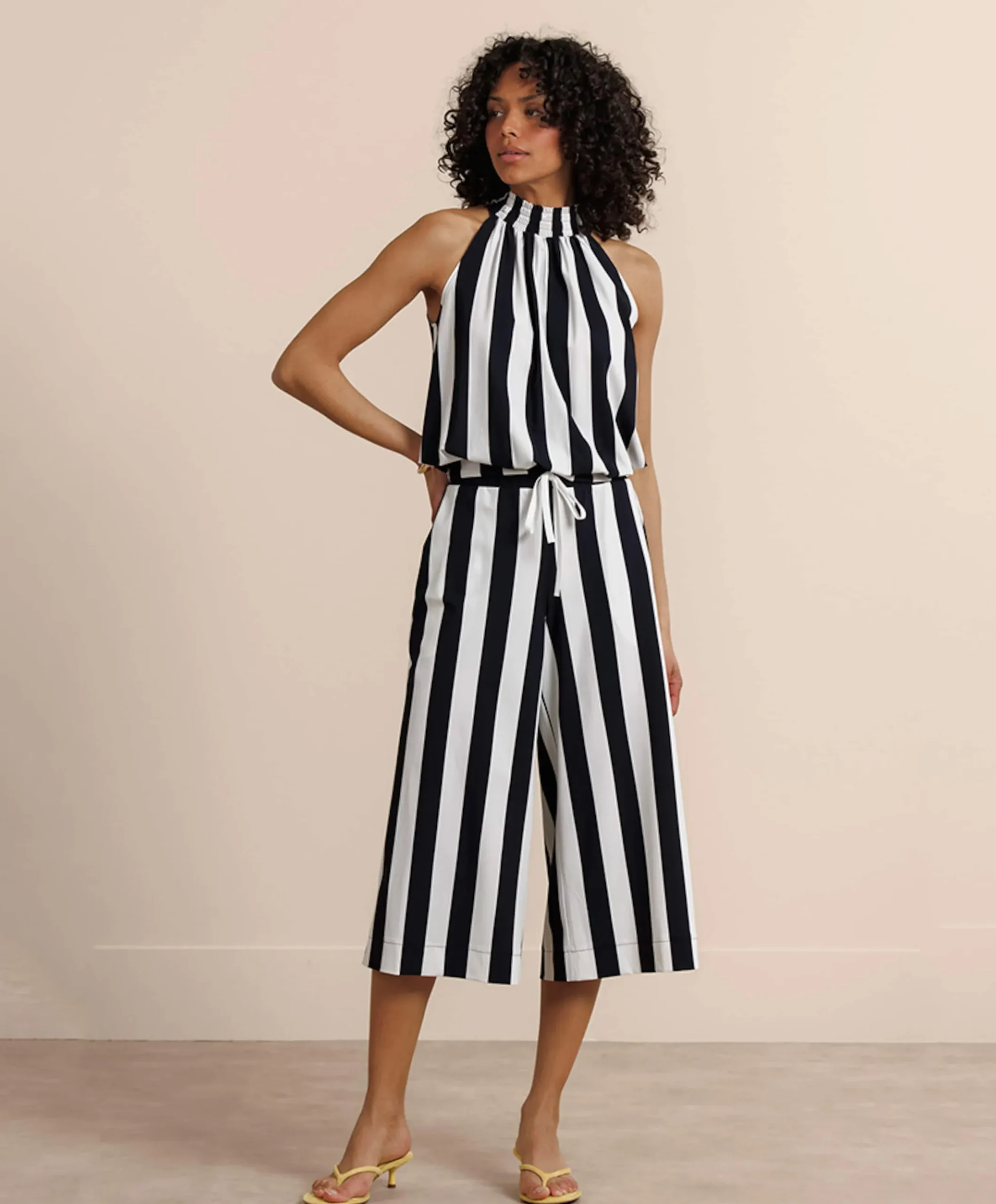 Grace stripe culotte dames broek zwart