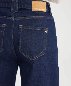 high waist wide leg dames jeans blauw