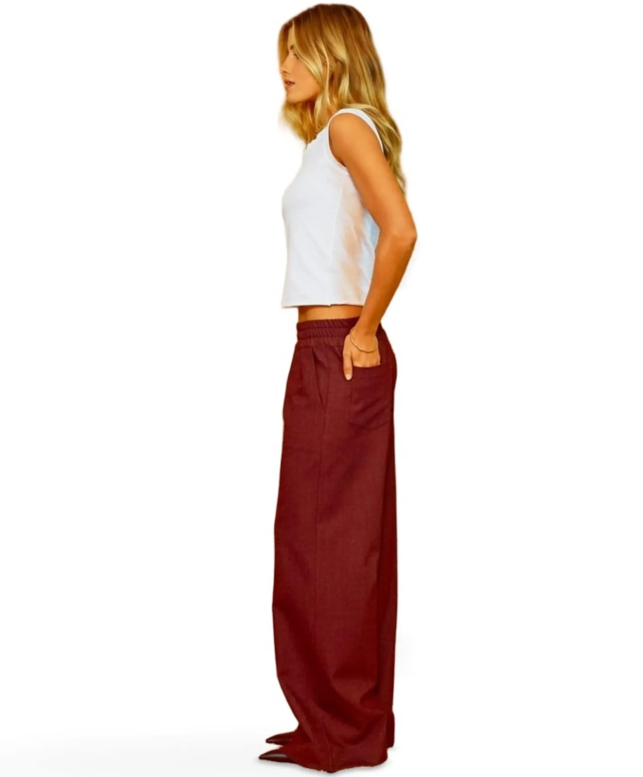 Honey Sof dames broek bordeaux