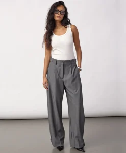 JackyCC Pleat dames broek grijs