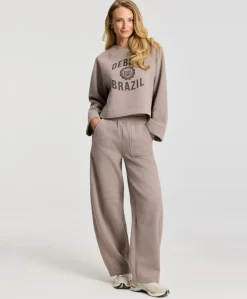 Jayden Wide Leg Jogger dames trainingsbroek bruin