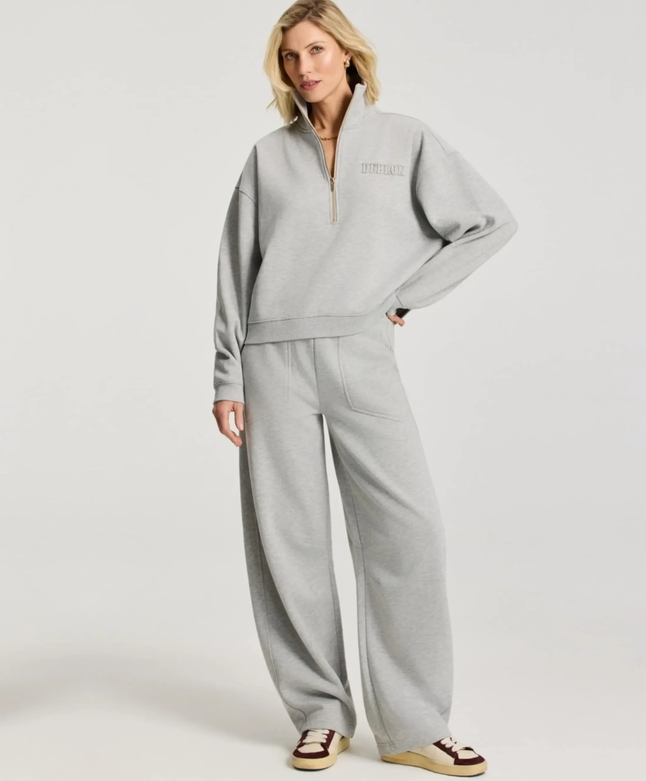 Jayden Wide Leg Jogger dames trainingsbroek grijs