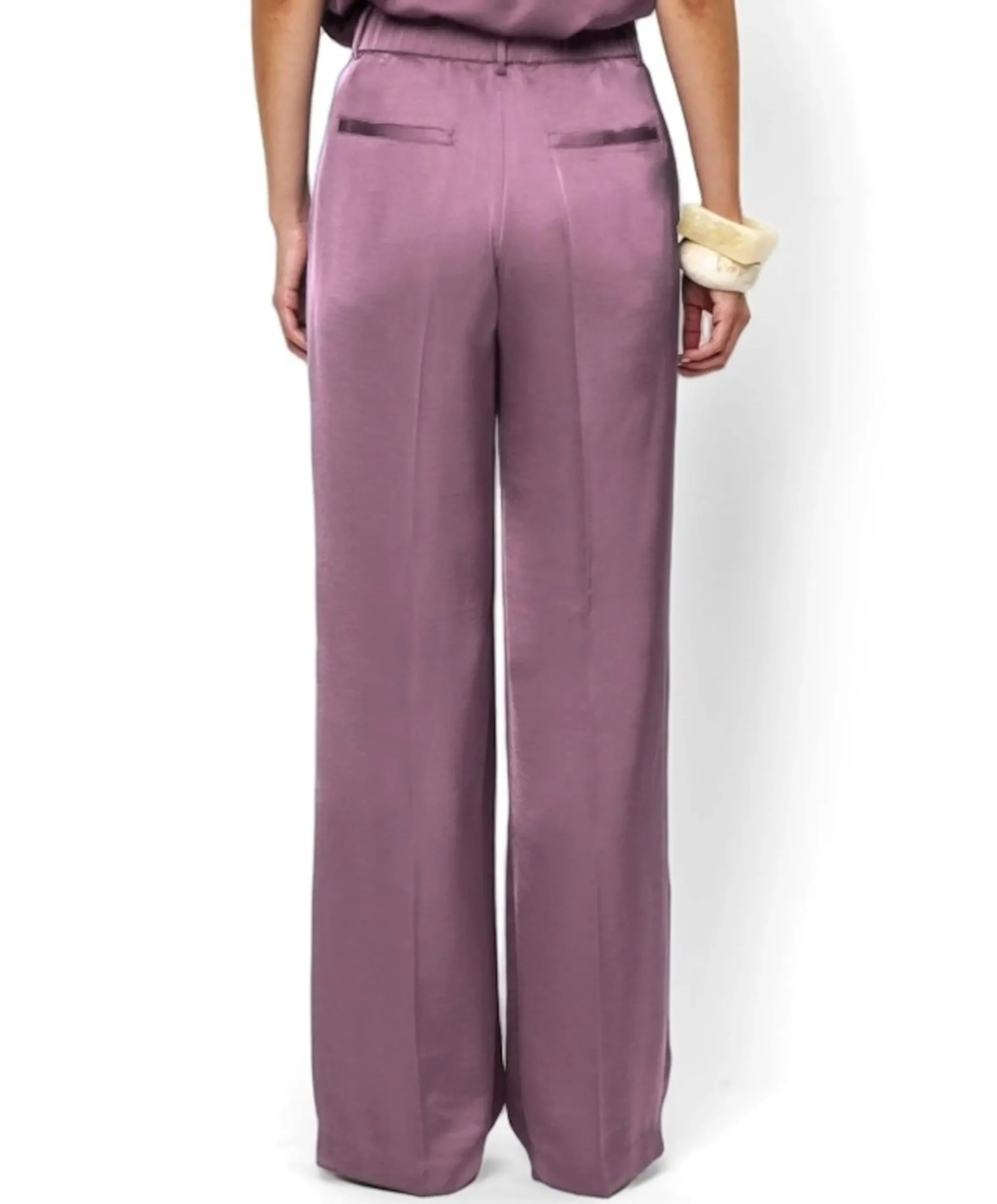 Jules satin smart pants dames broek paars