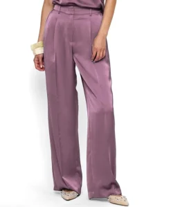 Jules satin smart pants dames broek paars