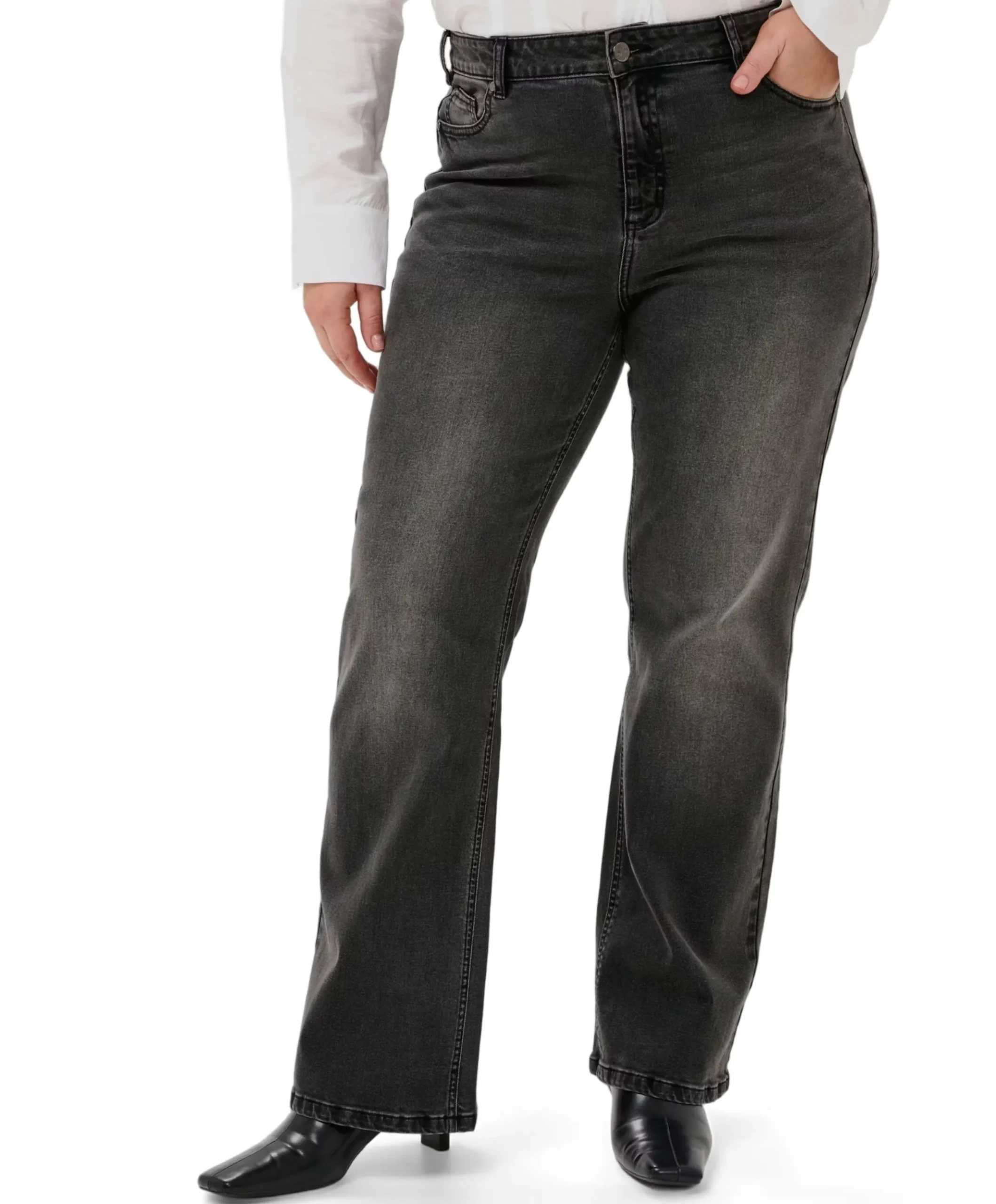 KCflora Flared dames jeans grijs