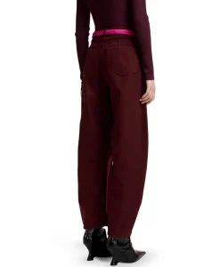 Kokos Colour Denim Barrel Leg dames broek bordeaux