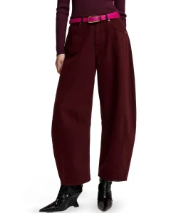Kokos Colour Denim Barrel Leg dames broek bordeaux