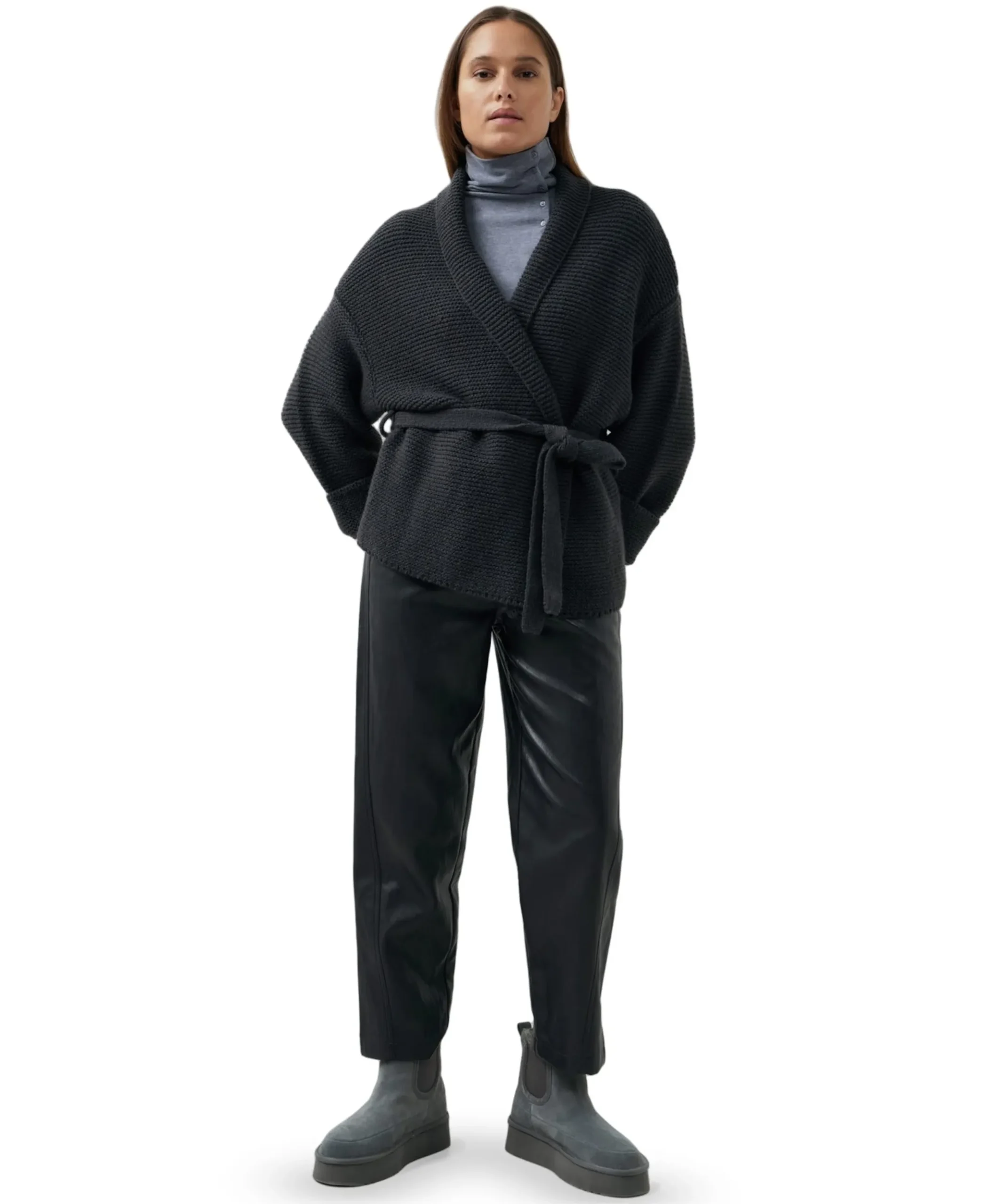 Kunstleren dames broek zwart