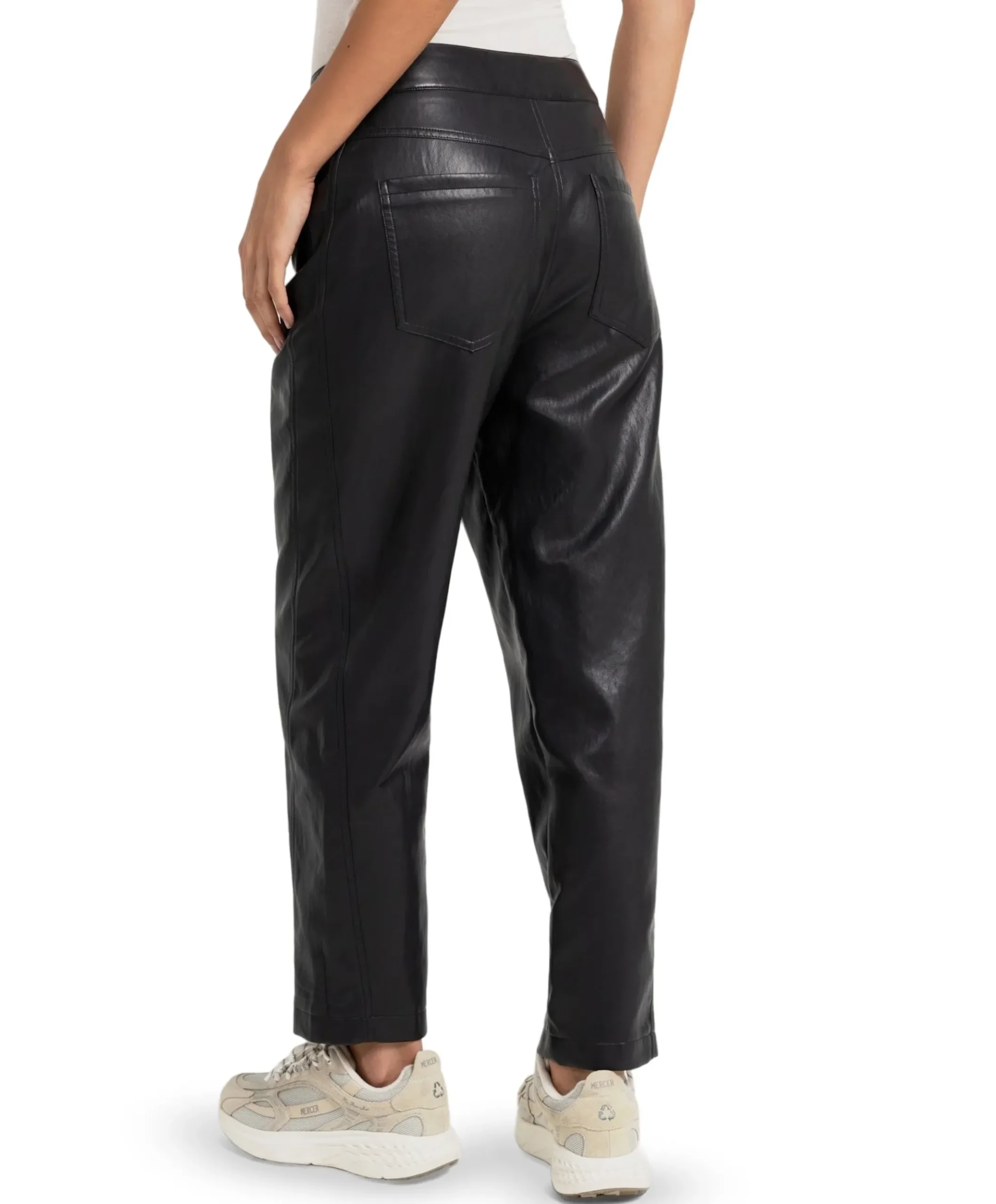 Kunstleren dames broek zwart