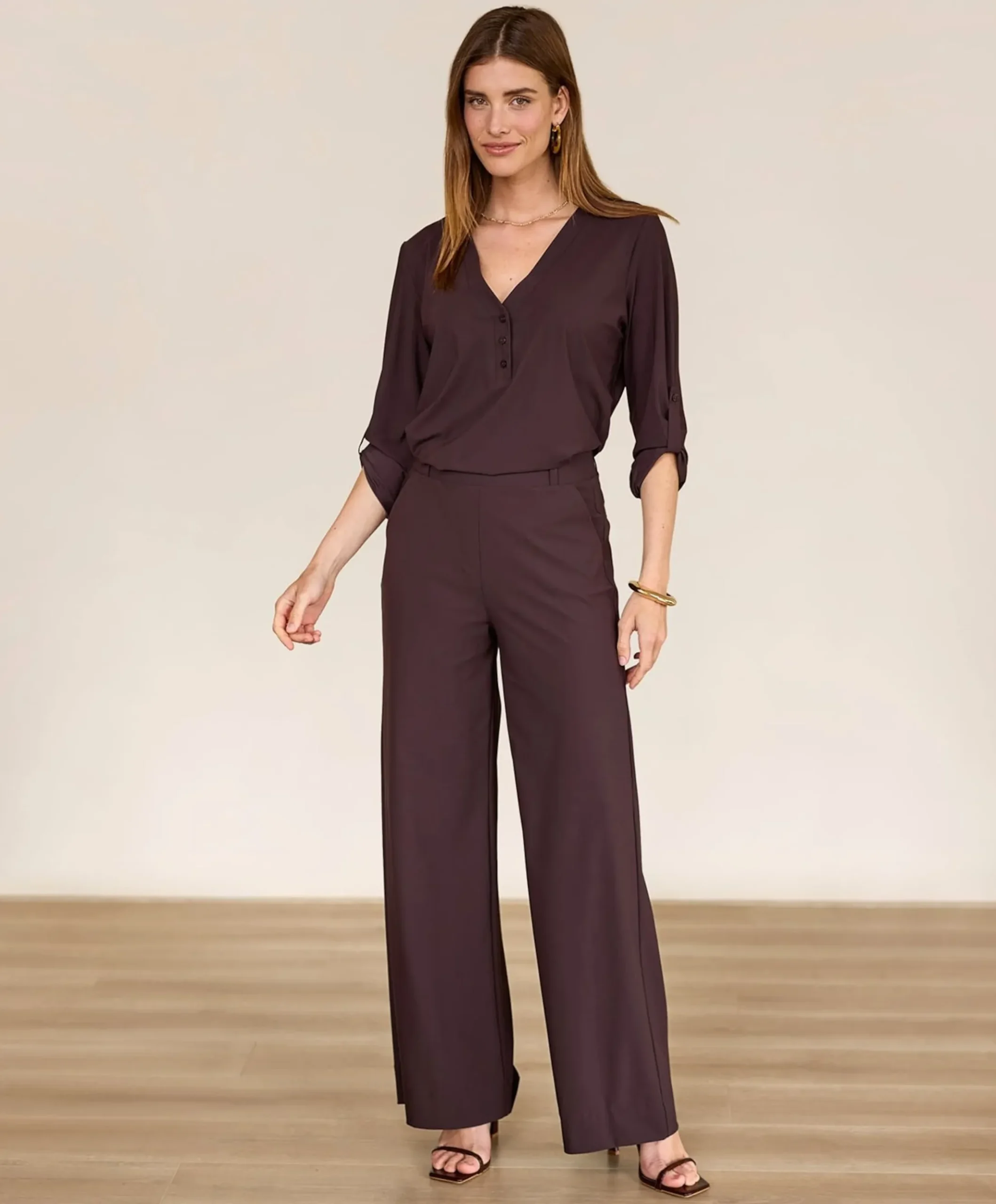 Lexie LONG bonded trousers dames broek bruin