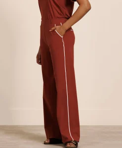 Lexie piping dames broek brique