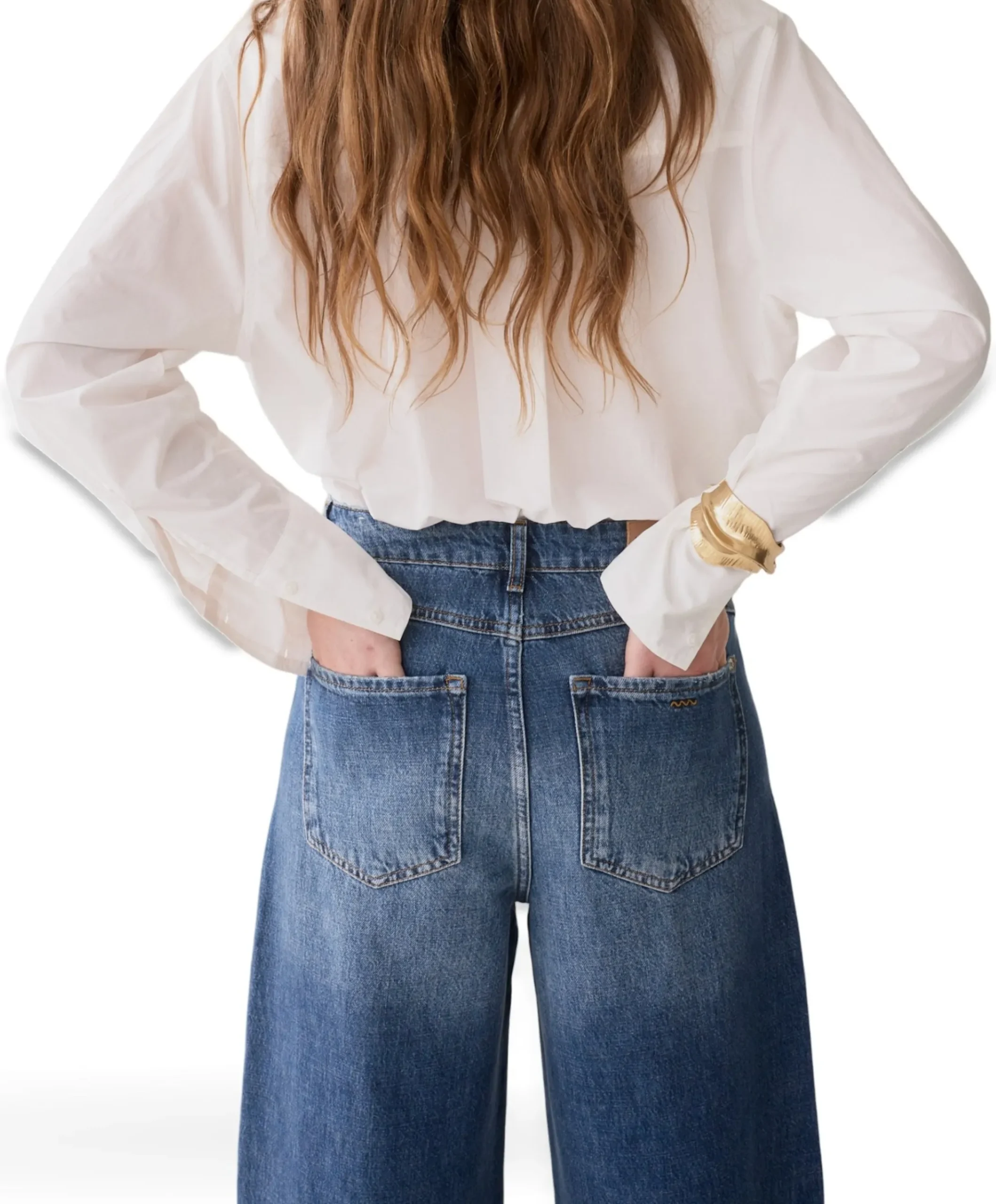 Loose fit Mid weight cotton dames jeans blauw
