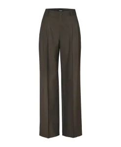 Mara Wide Leg Pleat dames broek bruin