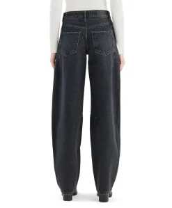 mid waist balloon jeans dames jeans zwart